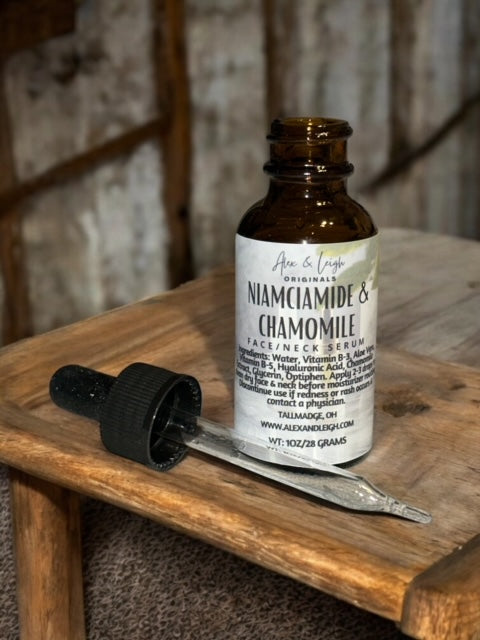 Niamciamide (Vit B-3), Chamomile & Hyaluronic Acid Face Serum | ALL Natural | w/Hyaluronic Acid | Unscented