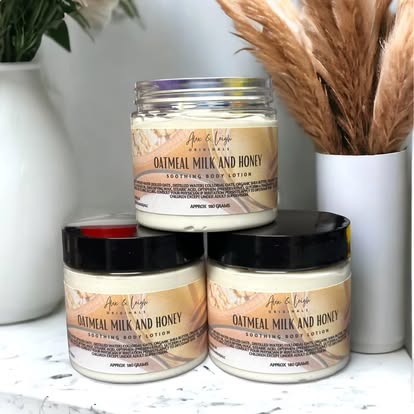 Oatmeal Soothing Skin Lotion- Thick Pot Lotion, NON greasy! Handmade with Organic Oatmeal Infused Water and Colloidal Oatmeal!