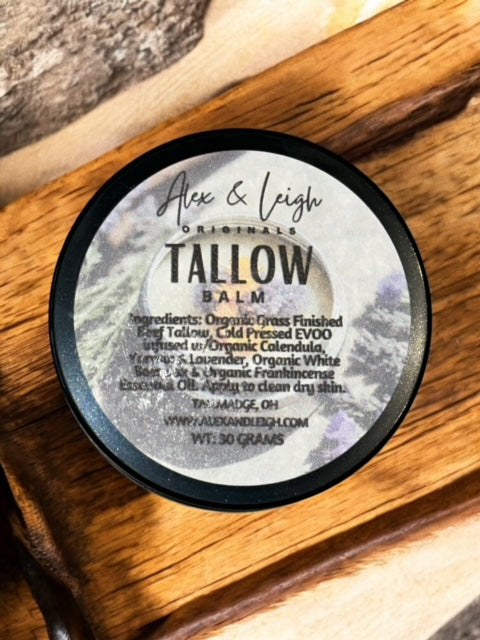 Tallow Balm | w/Natural & Organic Ingredients | Natural Skincare | No additives | Scented w/ Organic Frankincense Essential Oil |