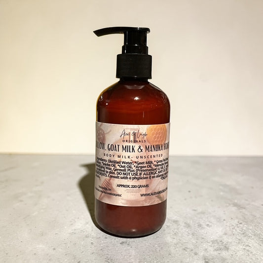 Tallow, Goat Milk & Manuka Honey Face + Body Milk | Unscented | Deeply Nourishing | Barrier-Supporting