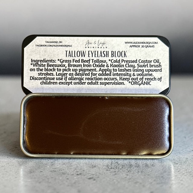 Tallow Eyelash and Eyebrow Tint Block | Organic Ingredients |